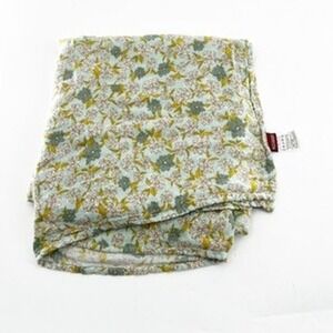 Milkbarn Bamboo Cotton Muslin Swaddle Blanket Sage Green Floral Botanical Print